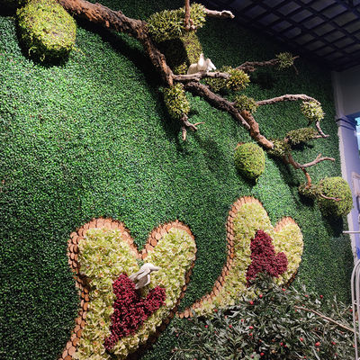 Green Vertical Artificial Plant Wall Fire Retardant No Smell Custom