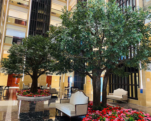 Arbre de ficus artificiel de banane de 10 à 13 pieds personnalisable avec un auvent dense - pièce maîtresse du hall pour les espaces commerciaux