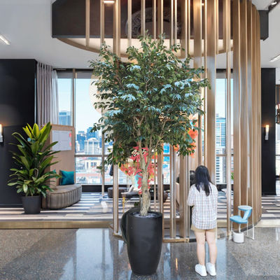 Faux plante en soie d'intérieur/extérieur 2,8 m 9,3 pi Ficus Arbre artificiel​ pour la maison, le bureau, le salon et la décoration de jardin