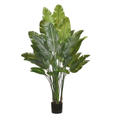Faux palmier du voyageur avec bords de feuilles réalistes 160cm 180cm | Fausse plante Oiseau de paradis réaliste pour la décoration