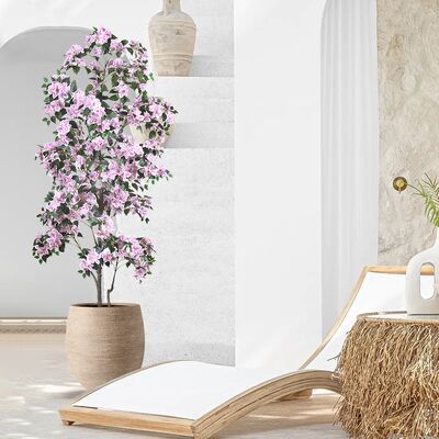 Artificial Bougainvillea Tree with Flower in Plastic Pot for Front Porch Home Office Garden Party Decoration