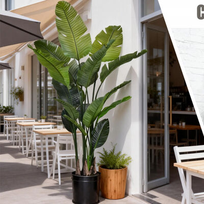 Plante artificielle Strelitzia Nicolai avec feuilles réalistes de haute qualité, résistante au feu, faux oiseau de paradis pour l'intérieur et l'extérieur