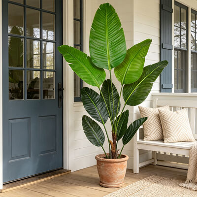 Simulation de plantes artificielles en gros Arbre à banane de voyageur avec écorce de fibre de palme naturelle.