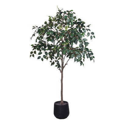 Faux Ficus Artificiel Stéréo Style D Réaliste | Faux Banian Personnalisé Ignifuge et Résistant aux UV, 120/140/180cm, Emballage Uniforme avec Pot Noir pour Décoration Intérieure Commerciale et Domestique