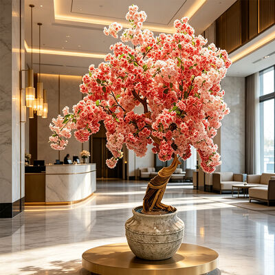 Arbre de cerisier artificiel en bois véritable, fleur de sakura en soie, pour décoration de mariage intérieure et extérieure